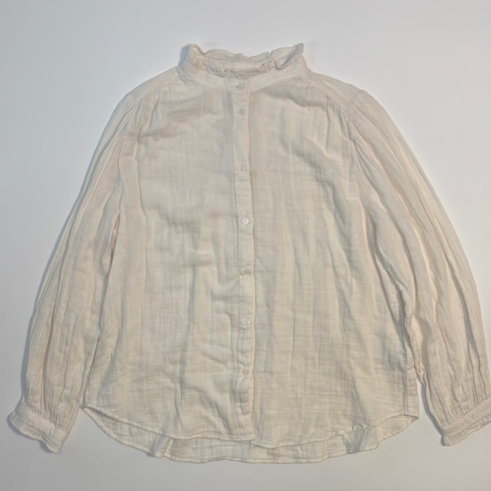 H&M Button Down Shirt Women’s Cream Oversized Medium Cottagecore Classic Cotton